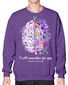 I Will Remember For You Brain Alzheimers Awareness 183# - alzheimers- Sweatshirt - Crew