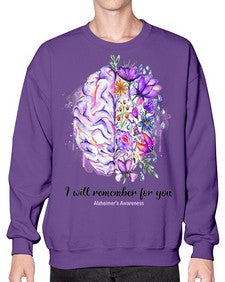 I Will Remember For You Brain Alzheimers Awareness 184# - alzheimers- Sweatshirt - Crew