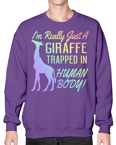 Im really just a giraffee trapped in human body - giraffee- Sweatshirt - Crew