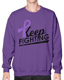 Keep Fighting Alzheimers Epilepsy Warrior Awareness Ribbon 190# - alzheimers- Sweatshirt - Crew