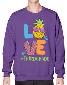 LOVE third Grade Summer Pineapple 527# - third grade- Sweatshirt - Crew