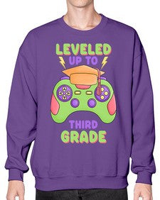 Leveled up to third Grade 472# - third grade- Sweatshirt - Crew