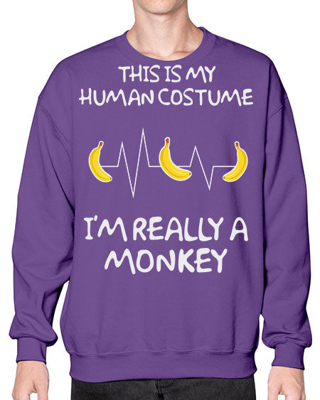 Monkey Human Costume Banana 15# - monkey- Sweatshirt - Crew