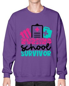 Nursing School Survivor Style Style 1278# - nurse- Sweatshirt - Crew