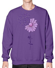 Purple Daisy Faith AlzheimerS Awareness 209# - alzheimers- Sweatshirt - Crew