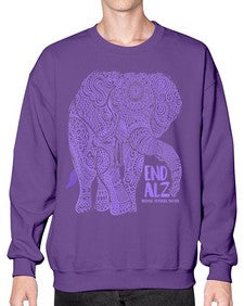 Purple Elephant Alzheimer Awareness 210# - alzheimers- Sweatshirt - Crew