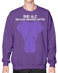 Purple Elephant Alzheimer Awareness 211# - alzheimers- Sweatshirt - Crew
