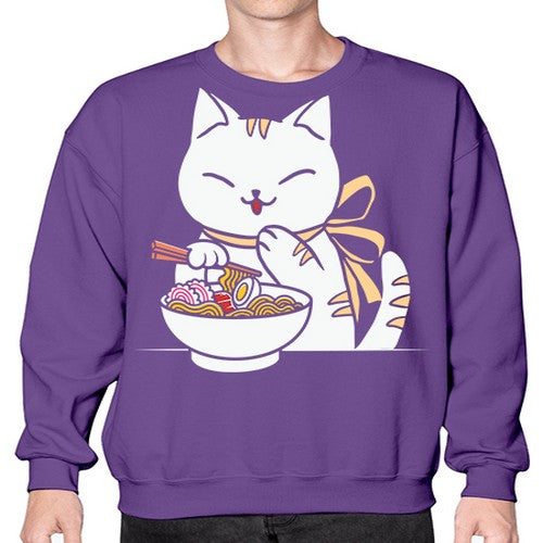 Ramen Cat Kawaii Anime Tee Japanese 280# - anime- Sweatshirt - Crew