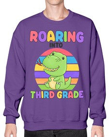 Roaring to third Grade Trex 773# - third grade- Sweatshirt - Crew