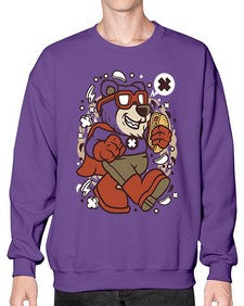 Super bear 236# - cartoon animals- Sweatshirt - Crew