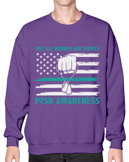 Veteran PTSD Not all wounds 4# - PTSD- Sweatshirt - Crew