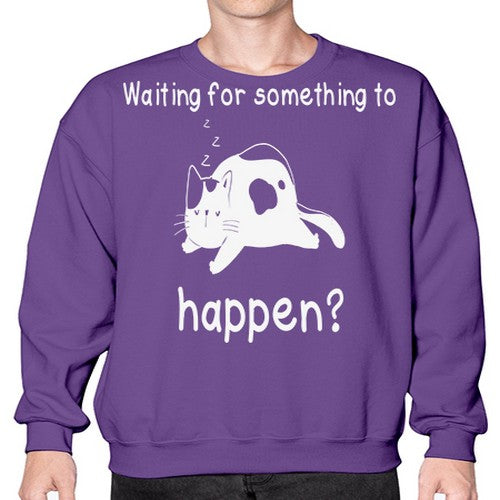 Waiting For Something Sleeping Cat 285# - anime- Sweatshirt - Crew