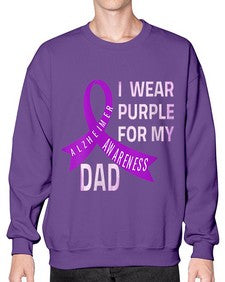 Womens I Wear Purple for My Dad Alzheimers Disease Awareness VNeck 221# - alzheimers- Sweatshirt - Crew