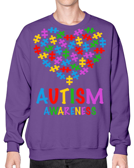 autism awareness heart love puzzle 15# - autism- Sweatshirt - Crew