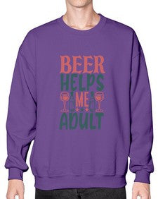 beer helps me adult 646# - beer- Sweatshirt - Crew