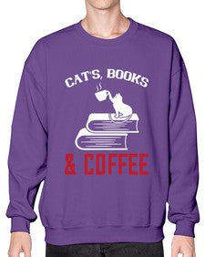cats book and coffee Style 37# - cats- Sweatshirt - Crew