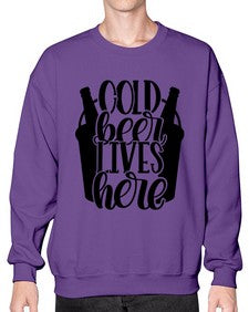 cold beer lives here 872# - beer- Sweatshirt - Crew