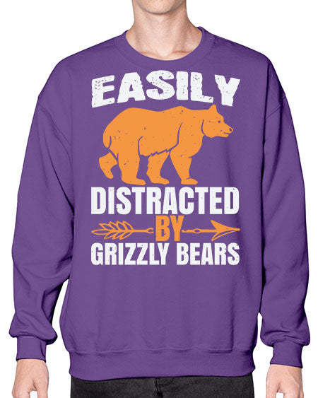 easily distracted by grizzly bears 107# - bears - animals- Sweatshirt - Crew