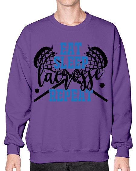 eat sleep lacrosse repeat 15# - lacrosse- Sweatshirt - Crew