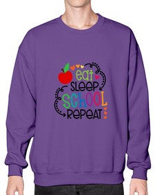 eat sleep school repeat 45# - general school- Sweatshirt - Crew