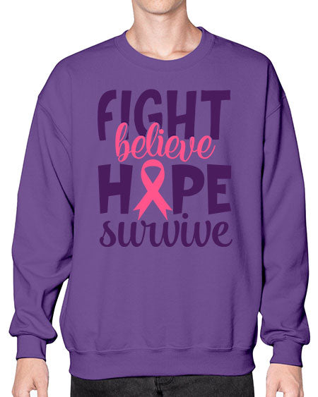fight believe hope survive Style 13# - breast cancer- Sweatshirt - Crew