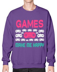 games make me happy 96# - video games- Sweatshirt - Crew