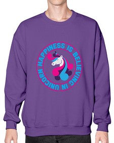 happiness is believing in unicorn 149# - unicorn- Sweatshirt - Crew
