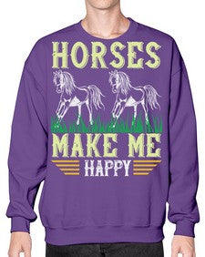 horses make me happy Style 40# - horse- Sweatshirt - Crew