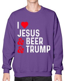 i love jesus beer and trump 1140# - beer- Sweatshirt - Crew