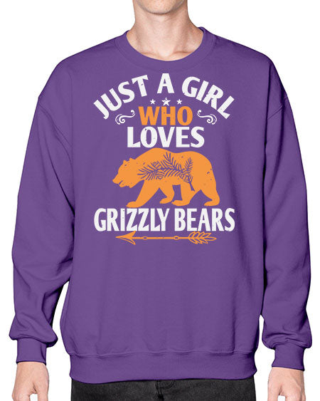 just a girl who loves grizzly bears 159# - bears - animals- Sweatshirt - Crew