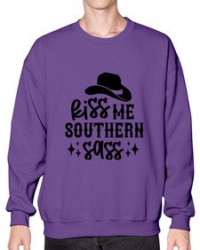 kiss me southern sass 711# - western- Sweatshirt - Crew