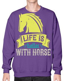 life is better with horse Style 29# - horse- Sweatshirt - Crew