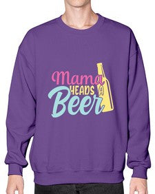 mama heads a beer 324# - beer- Sweatshirt - Crew