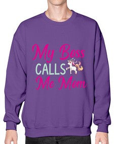 my boss calls me mom 313# - unicorn- Sweatshirt - Crew