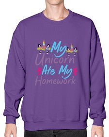 my unicorn ate my homework 318# - unicorn- Sweatshirt - Crew