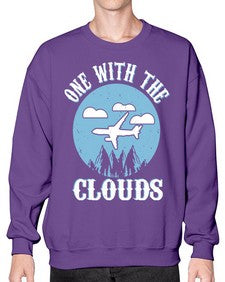 one with the clouds  34# - airplane- Sweatshirt - Crew