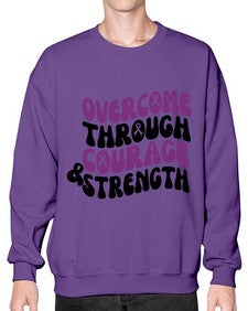 overcome through courage strength 204# - alzheimers- Sweatshirt - Crew