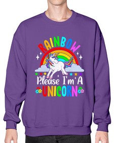 rainbow please im a unicorn 364# - unicorn- Sweatshirt - Crew