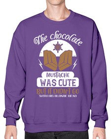 the chocolate mustache was cute but it didnt go with his blonde head 415# - chocolate- Sweatshirt - Crew
