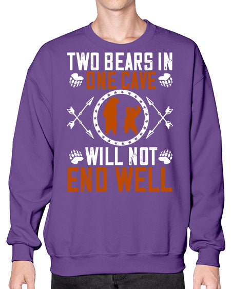 two bears in one cave will not end well 277# - bears - animals- Sweatshirt - Crew