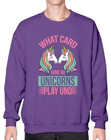 what card game do unicorns play uno 548# - unicorn- Sweatshirt - Crew