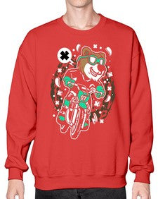 Bear motocross rider 15# - cartoon animals- Sweatshirt - Crew