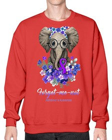 Forget me not Alzheimers Awareness Elephant Flower 150# - alzheimers- Sweatshirt - Crew