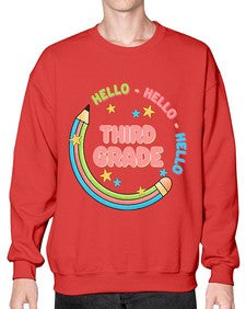 Hello third Grade Pencil 346# - third grade- Sweatshirt - Crew