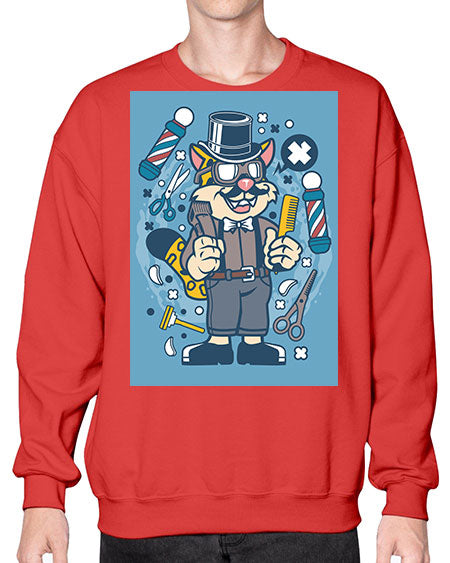 Hipster Barber Leopard835# - barber- Sweatshirt - Crew