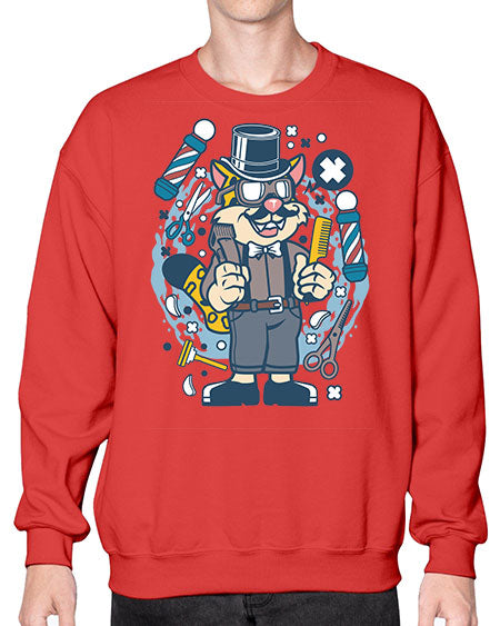 Hipster Barber Leopard836# - barber- Sweatshirt - Crew