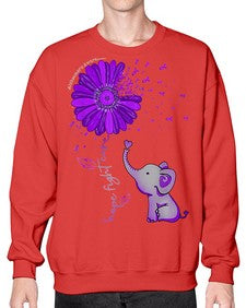 Hope Fight Cure Elephant Alzheimers Purple Ribbon 160# - alzheimers- Sweatshirt - Crew
