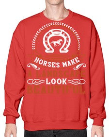 Horses make a landscape look beautiful Style 42# - horse- Sweatshirt - Crew