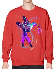 Hummingbird Holding Purple Ribbon Alzheimers Awareness 166# - alzheimers- Sweatshirt - Crew