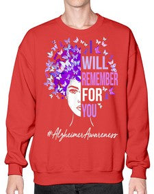 I Will Remember For You Alzheimer Awareness Womens Butterfly 180# - alzheimers- Sweatshirt - Crew